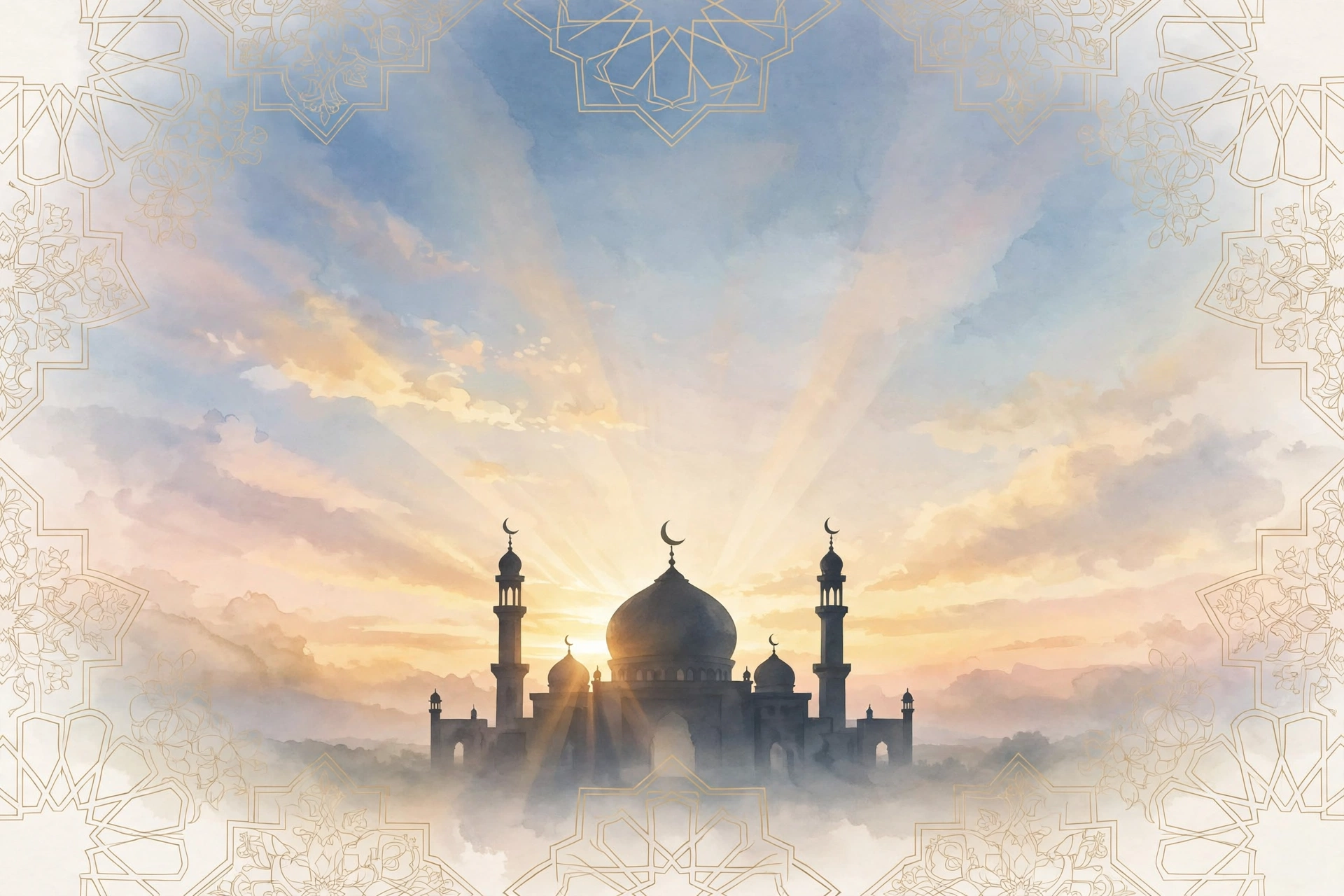 Jumma Mubarak quotes — serene mosque quote card background