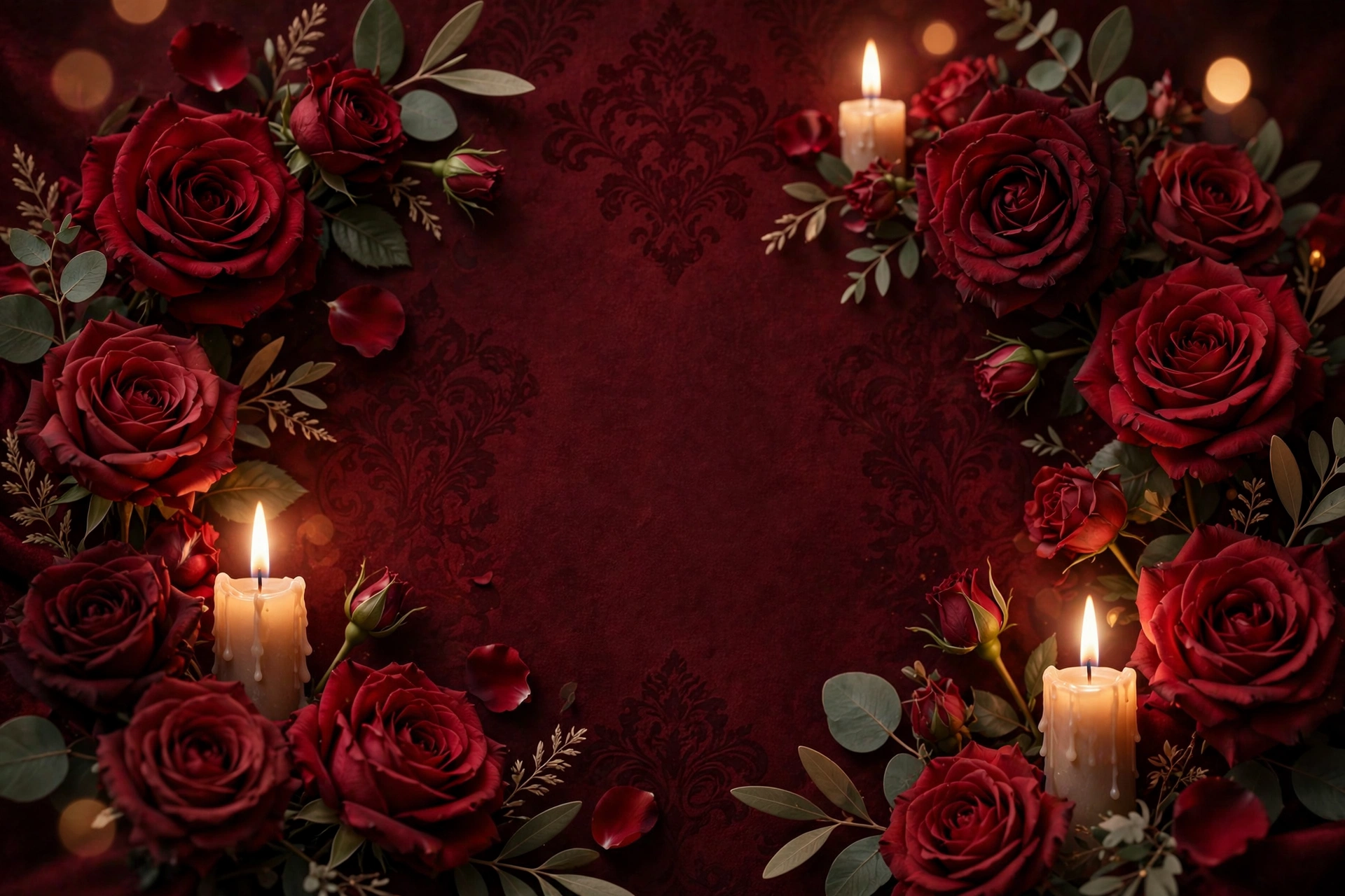 Love quotes — roses candlelight romantic quote card background