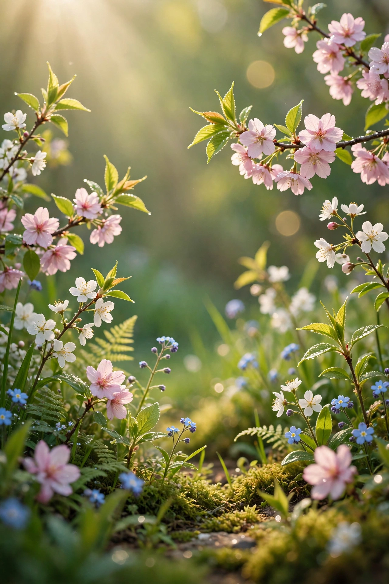 May quotes — spring blossom quote card background