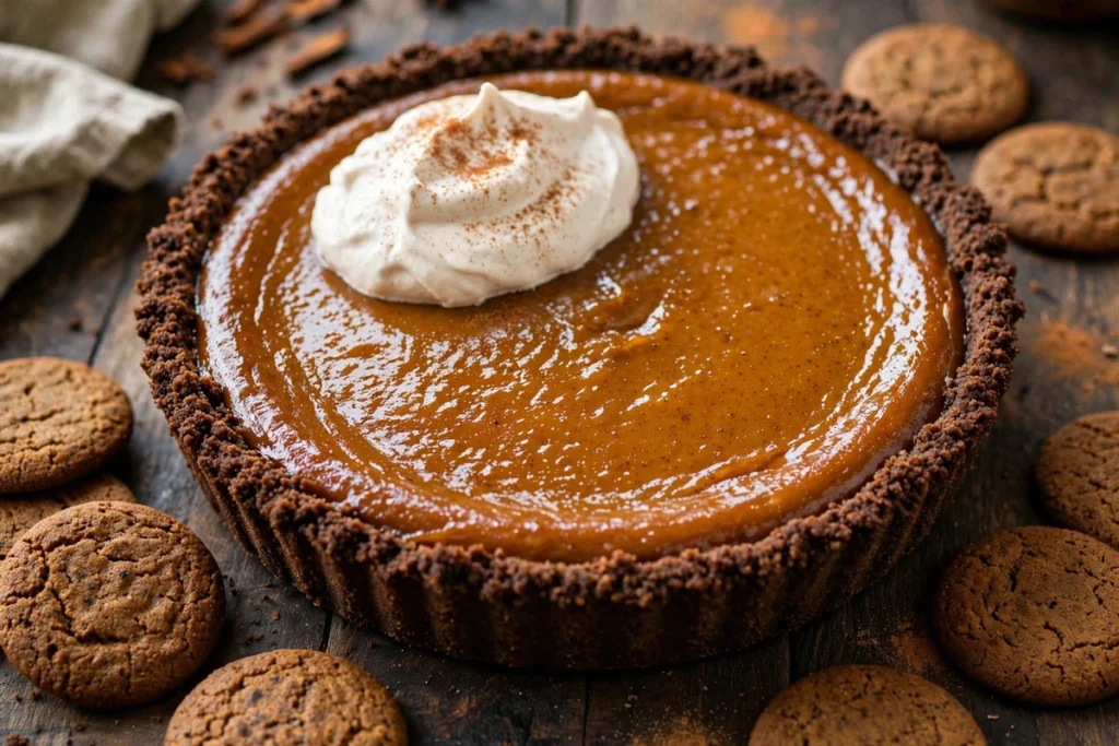 Pumpkin Pie with Gingersnap Crust (Easy Recipe)