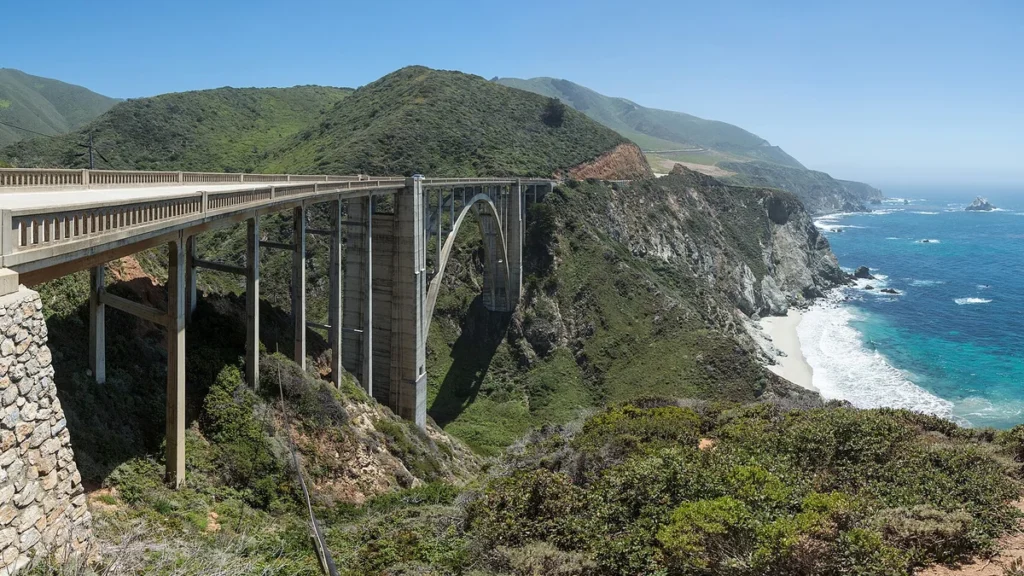 Bixby Creek Bridge and the rugged Big Sur coastline in California