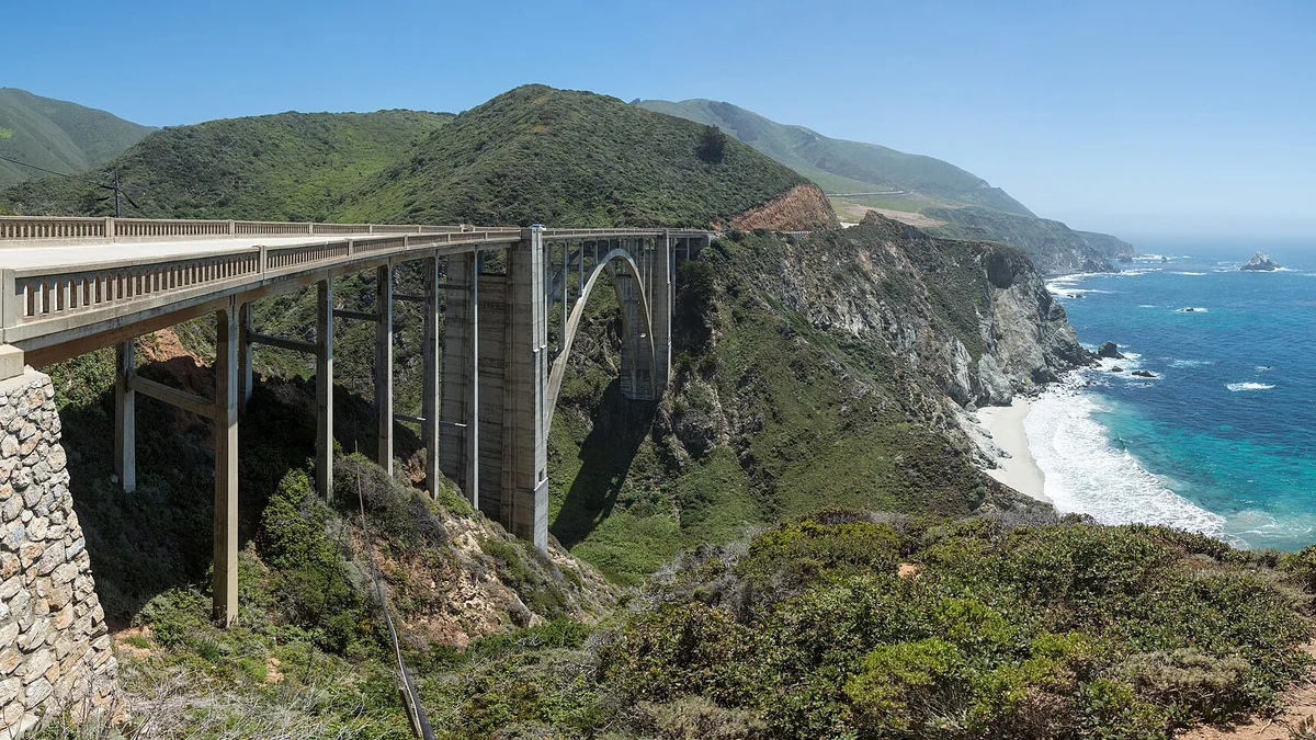 Bixby Creek Bridge and the rugged Big Sur coastline in California