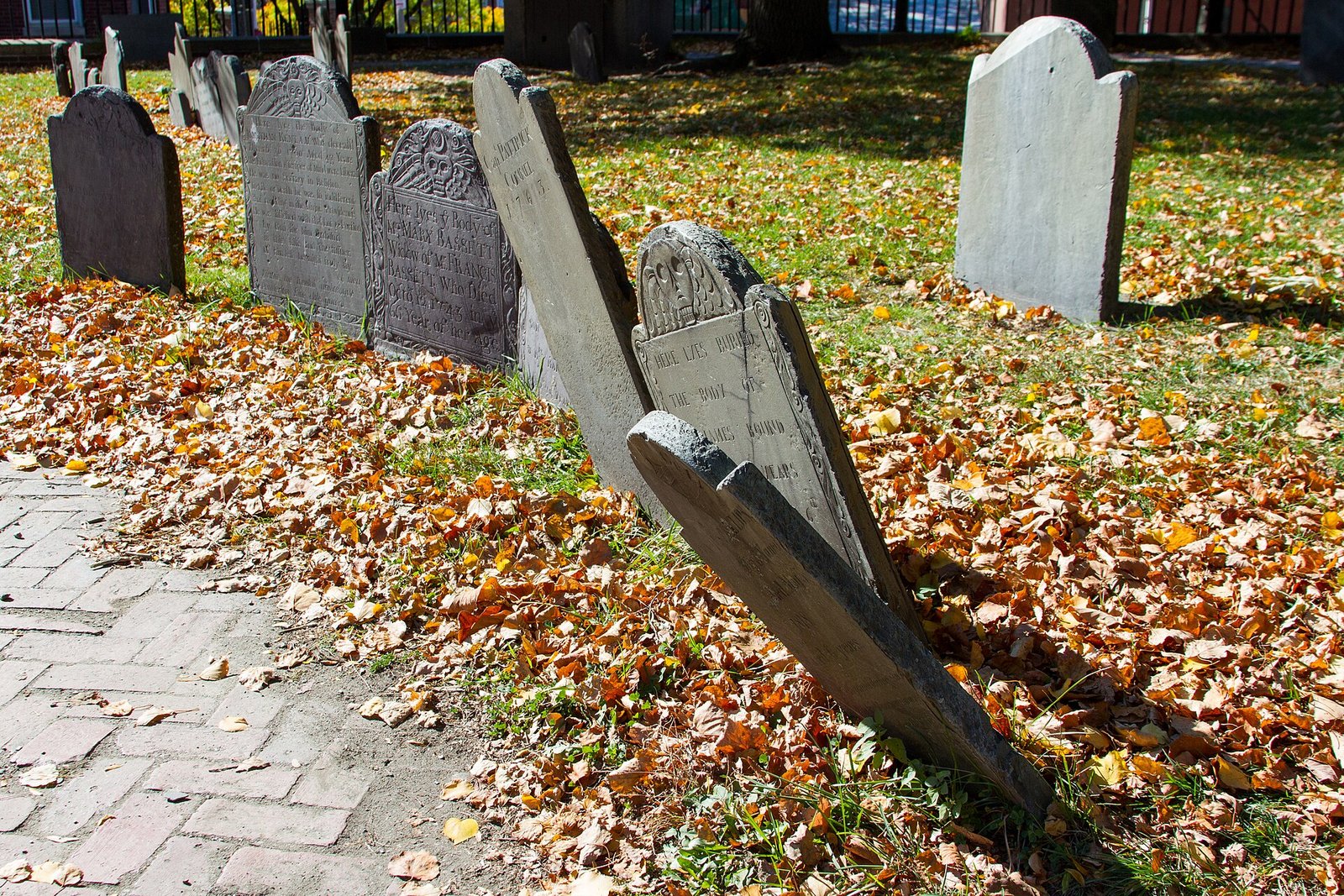 Historic headstones at Copp’s Hill Burying Ground in Boston