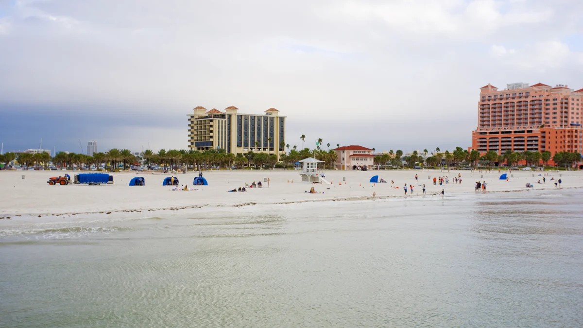 Sand and shoreline at Clearwater Beach in Florida