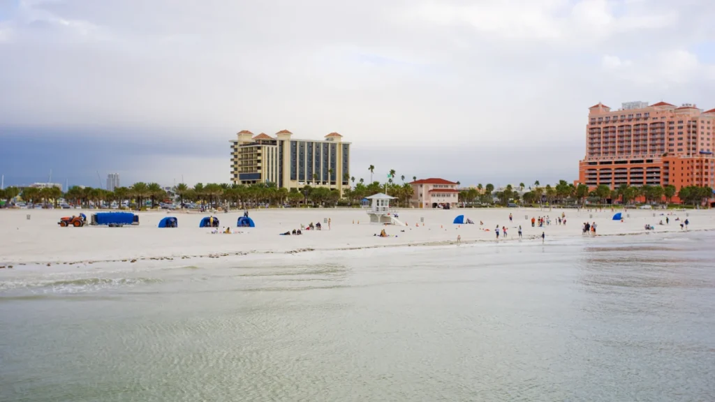 Sand and shoreline at Clearwater Beach in Florida