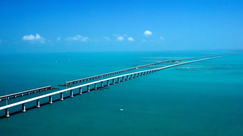 Seven Mile Bridge over turquoise water in the Florida Keys