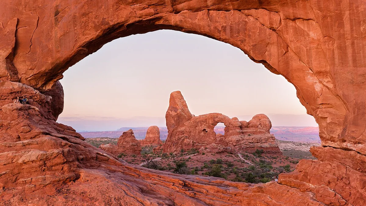 Turret Arch framed by North Window in Arches National Park