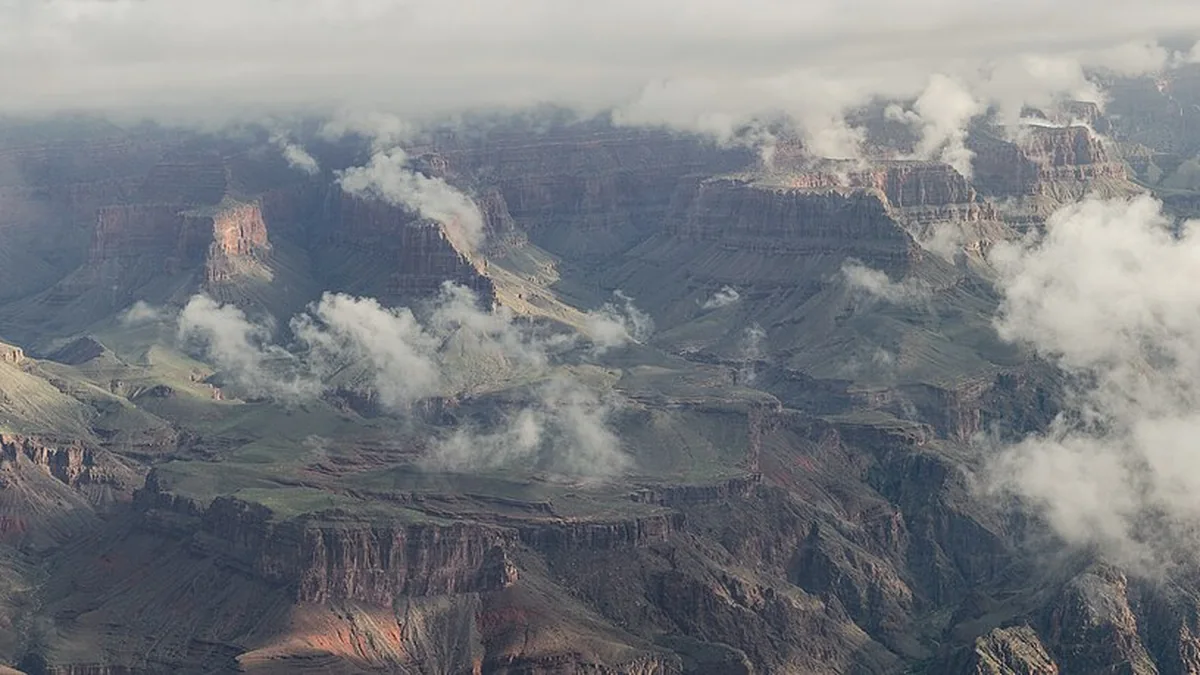 Layered canyon walls viewed from Mather Point on the Grand Canyon South Rim