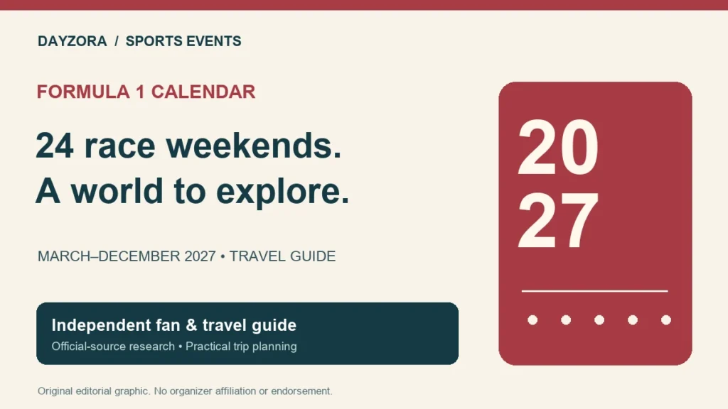 Formula 1 Calendar 2027 editorial trip-planning graphic