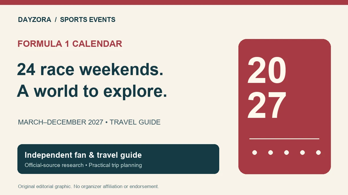 Formula 1 Calendar 2027 editorial trip-planning graphic