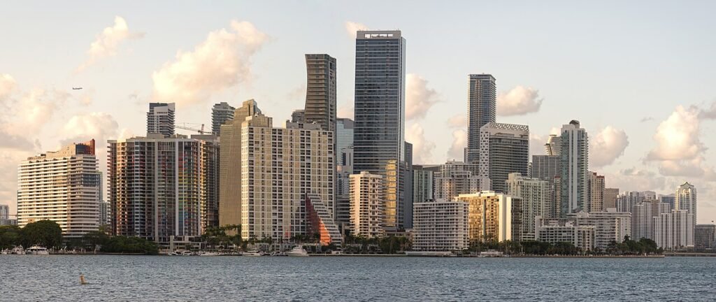 Miami Brickell skyline beside Biscayne Bay