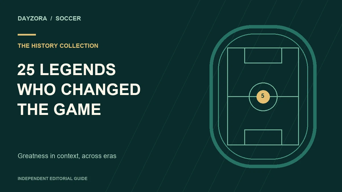 Original greatest soccer players of all time graphic with a soccer pitch motif.