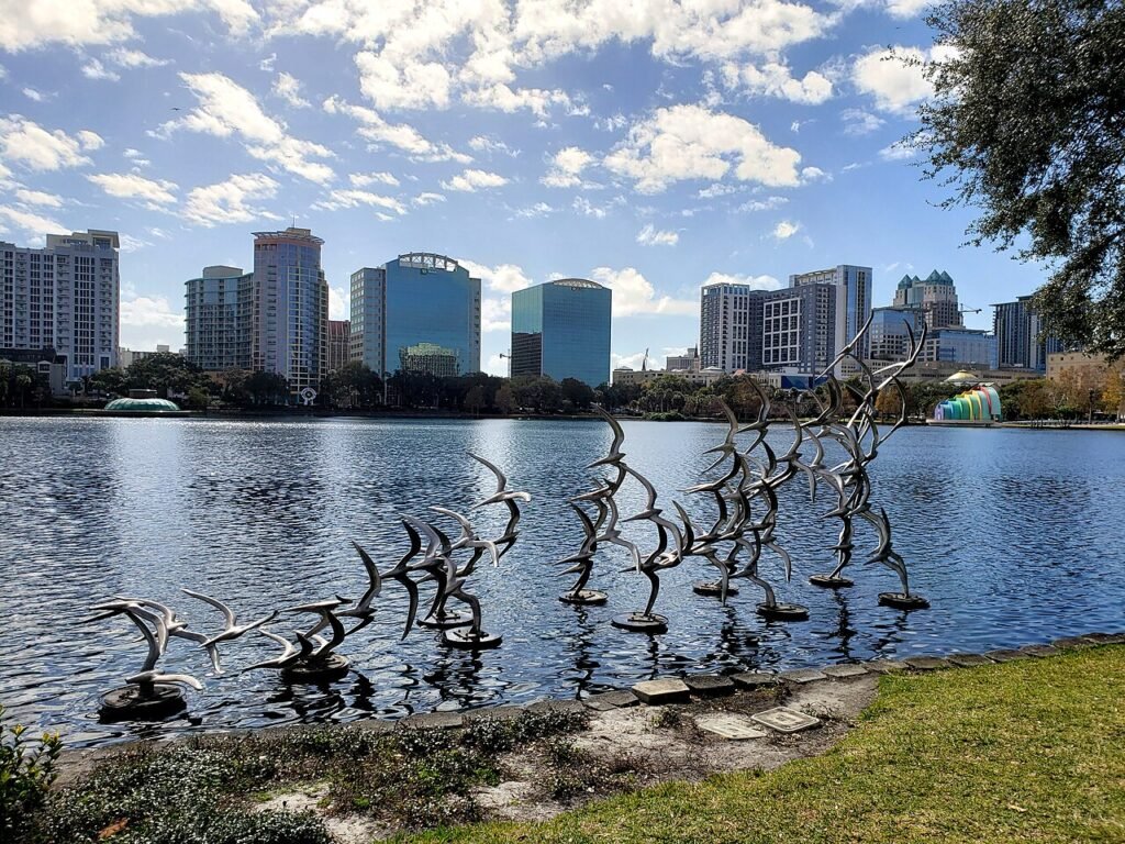 Downtown Orlando skyline and Lake Eola
