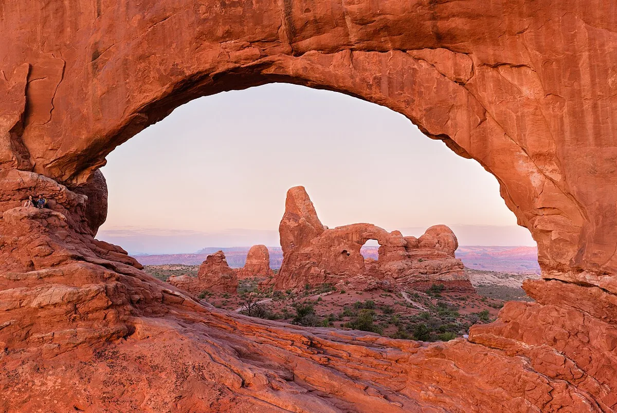 Turret Arch framed by North Window in Arches National Park