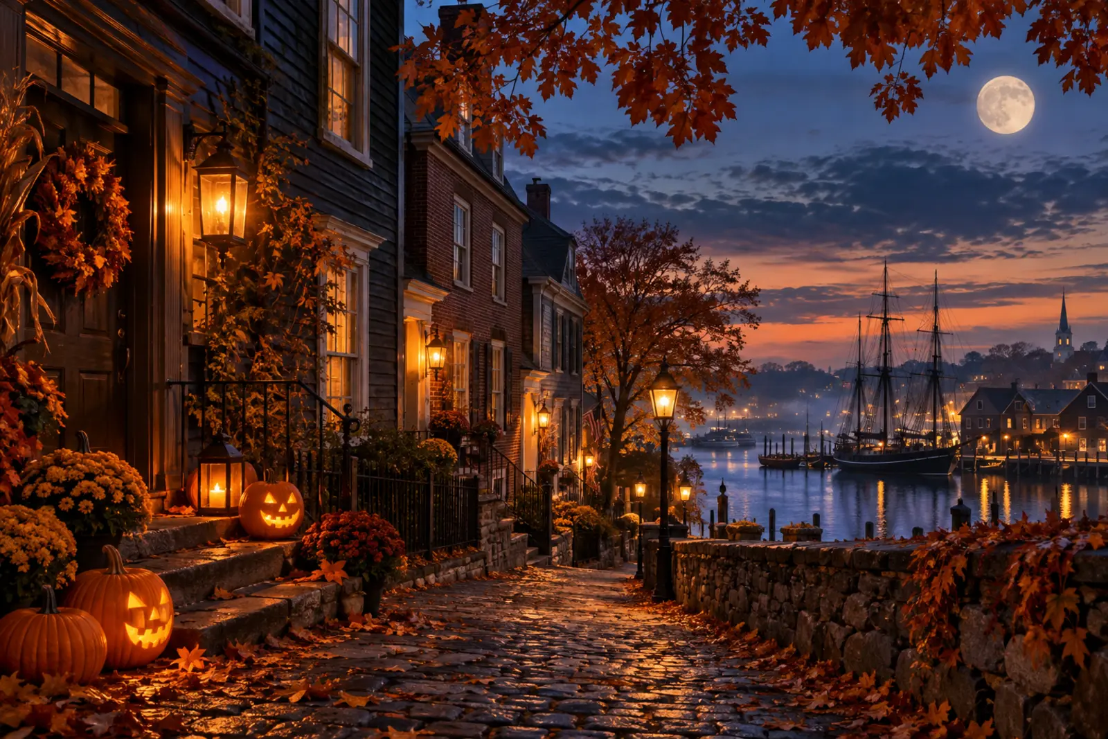 DayZora editorial illustration of Salem during Halloween season
