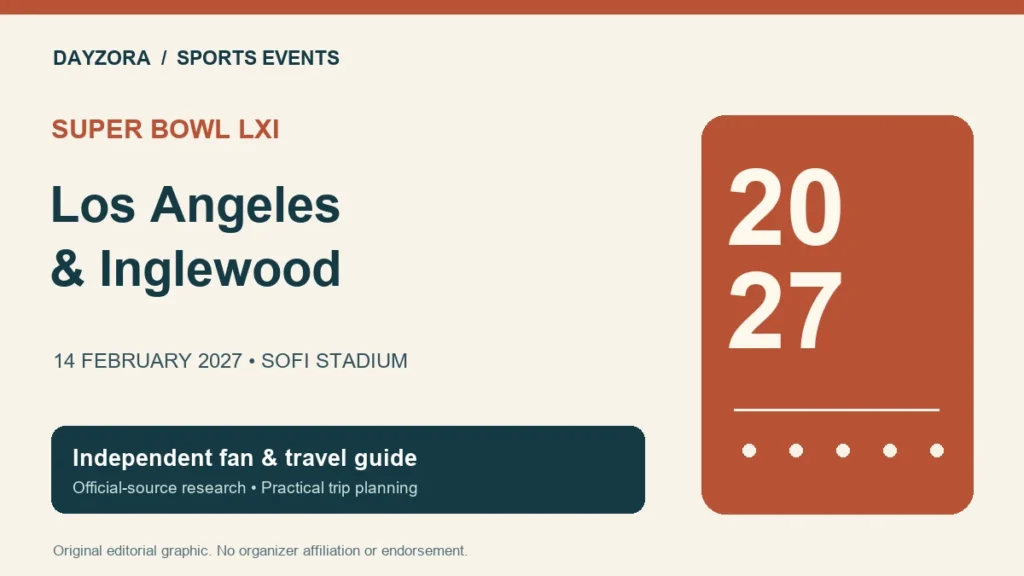 Super Bowl Lxi 2027 editorial trip-planning graphic