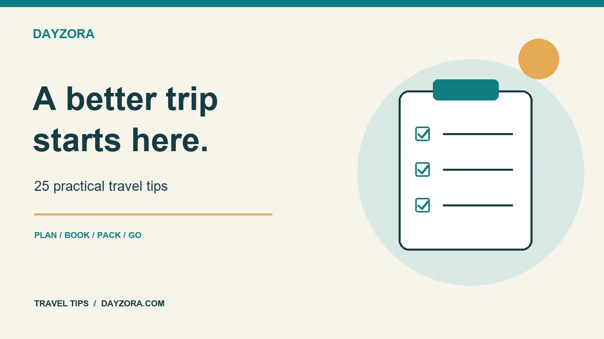 DayZora travel planning illustration with a checked list