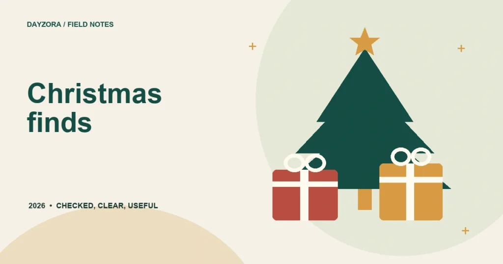 Illustrated Christmas tree with wrapped presents and a gold star