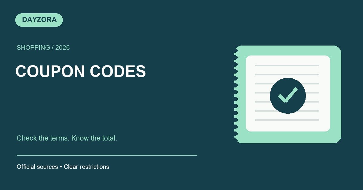 Original DayZora coupon codes illustration with a checked coupon and shopping receipt