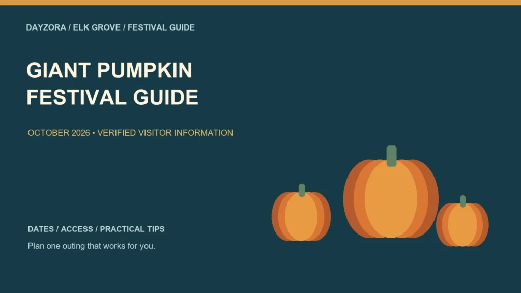 Elk Grove Giant Pumpkin Festival guide with an original pumpkin illustration