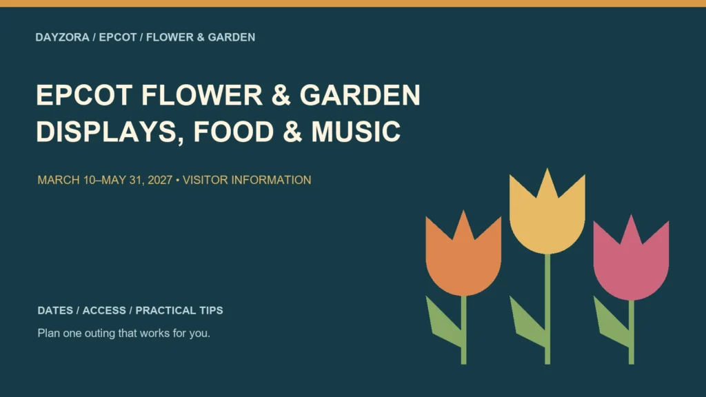 EPCOT Flower and Garden Festival Guide: Dates, Displays & Admission — original DayZora illustration