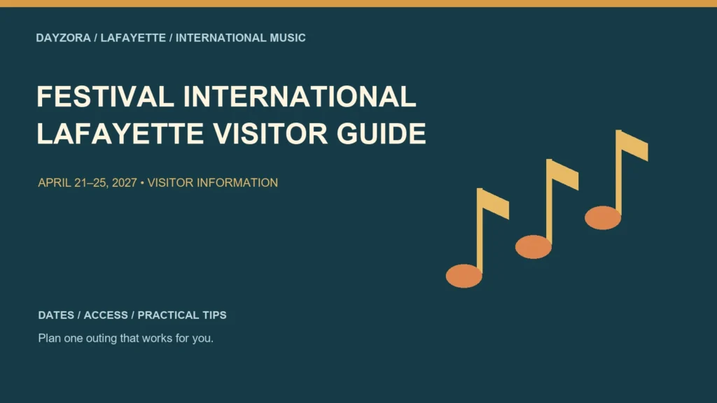 Festival International de Louisiane Guide: Dates, Stages & What to Expect — original DayZora illustration