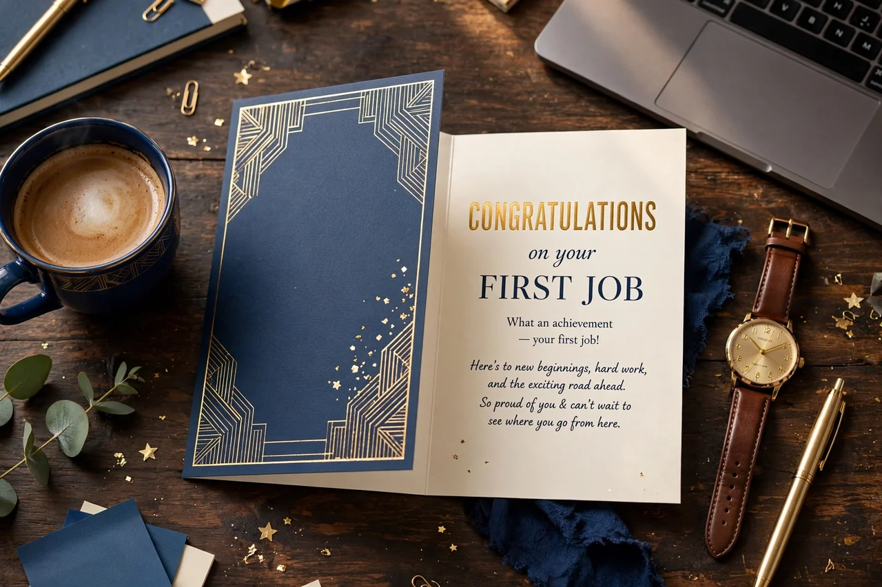First Job Card Messages for Him: 90+ Strong Lines