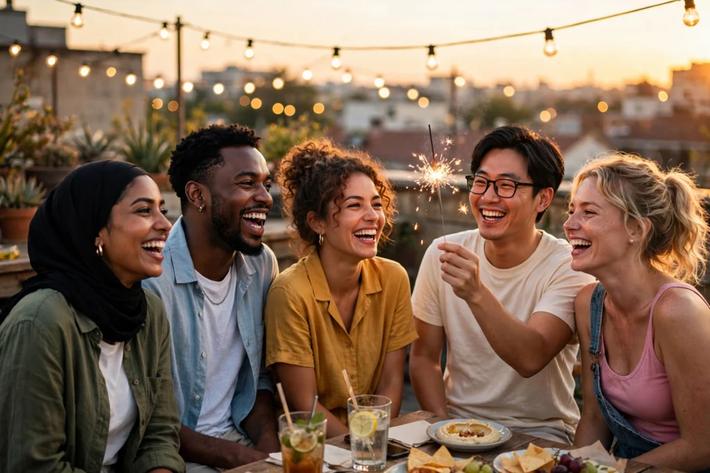 Friends hanging out having fun together