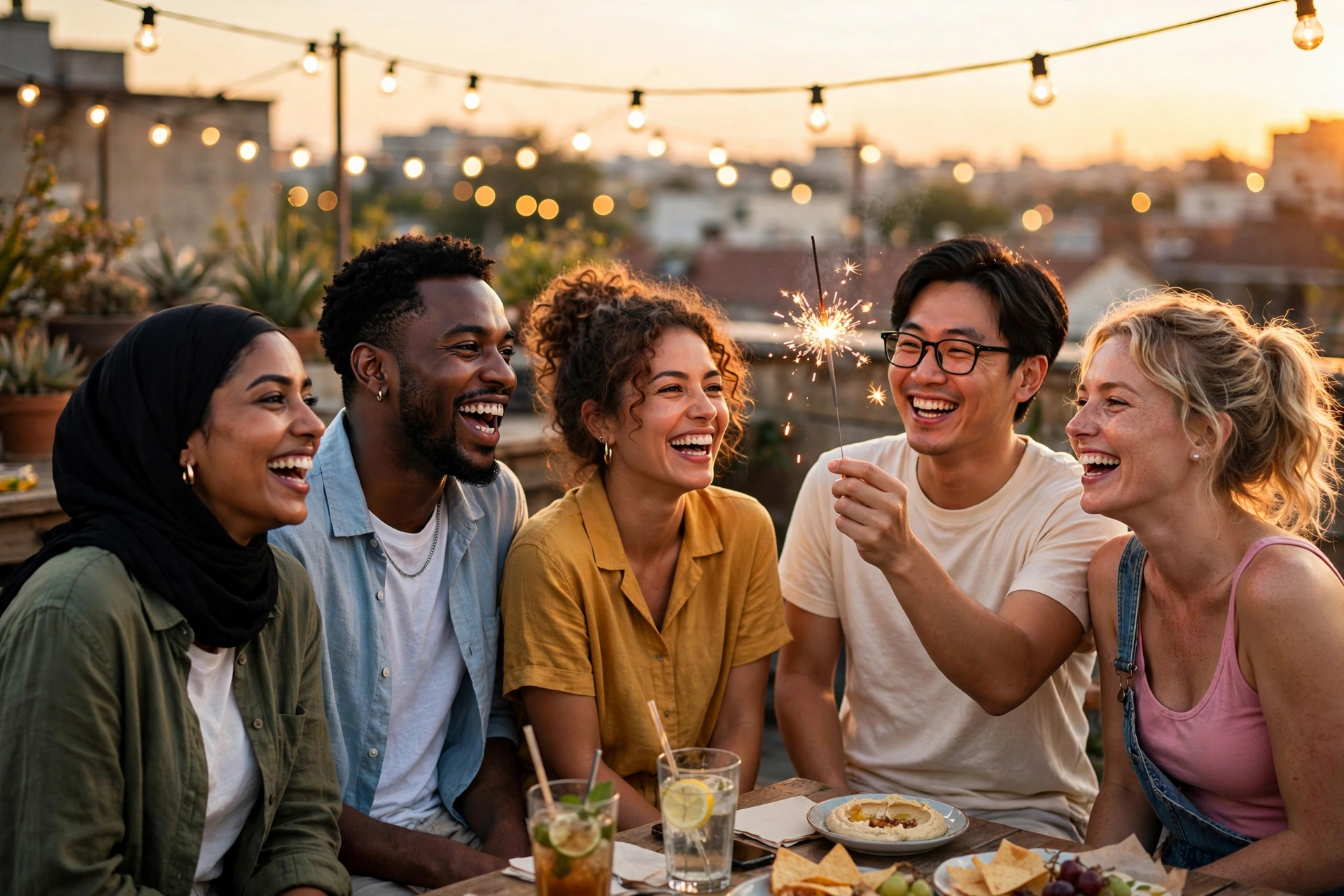 Friends hanging out having fun together